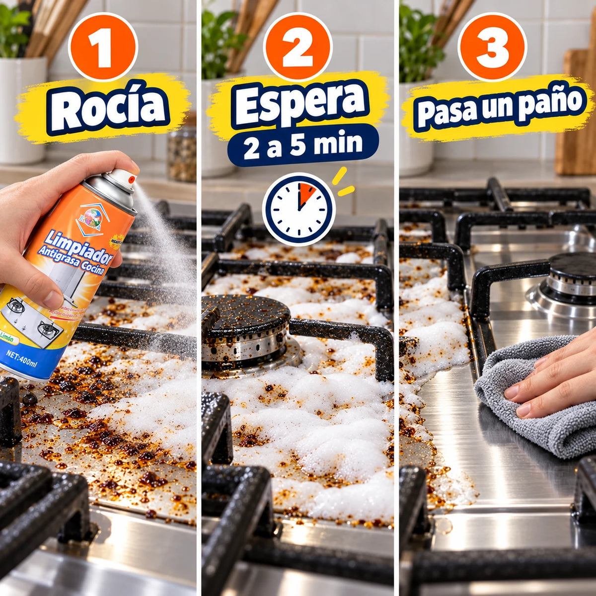 Espuma Antigrasa Rocía y Limpia 400 ml