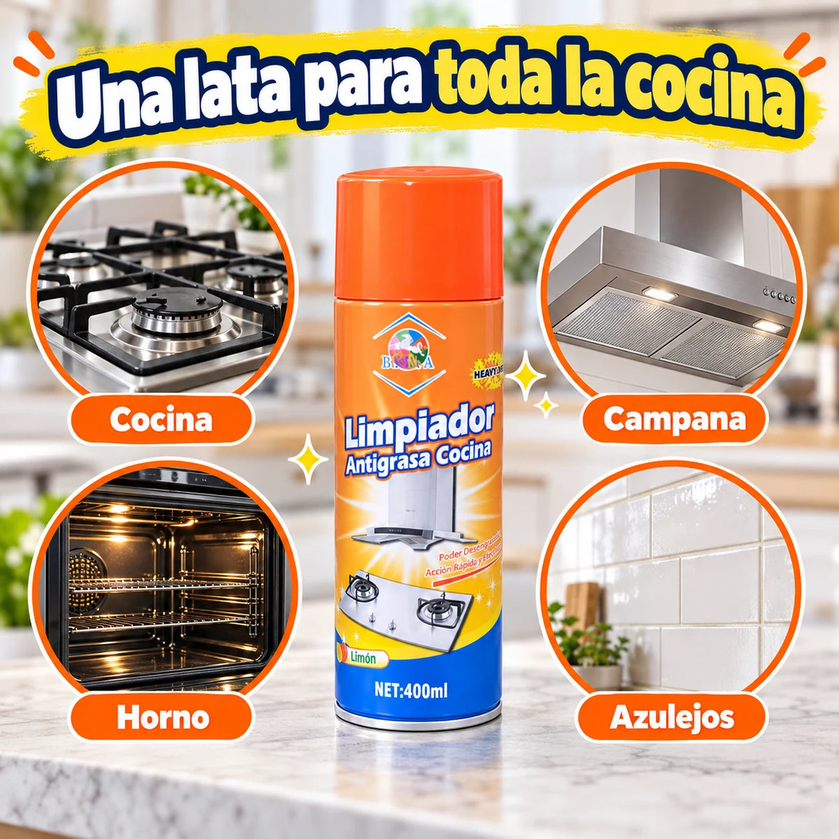 Espuma Antigrasa Rocía y Limpia 400 ml