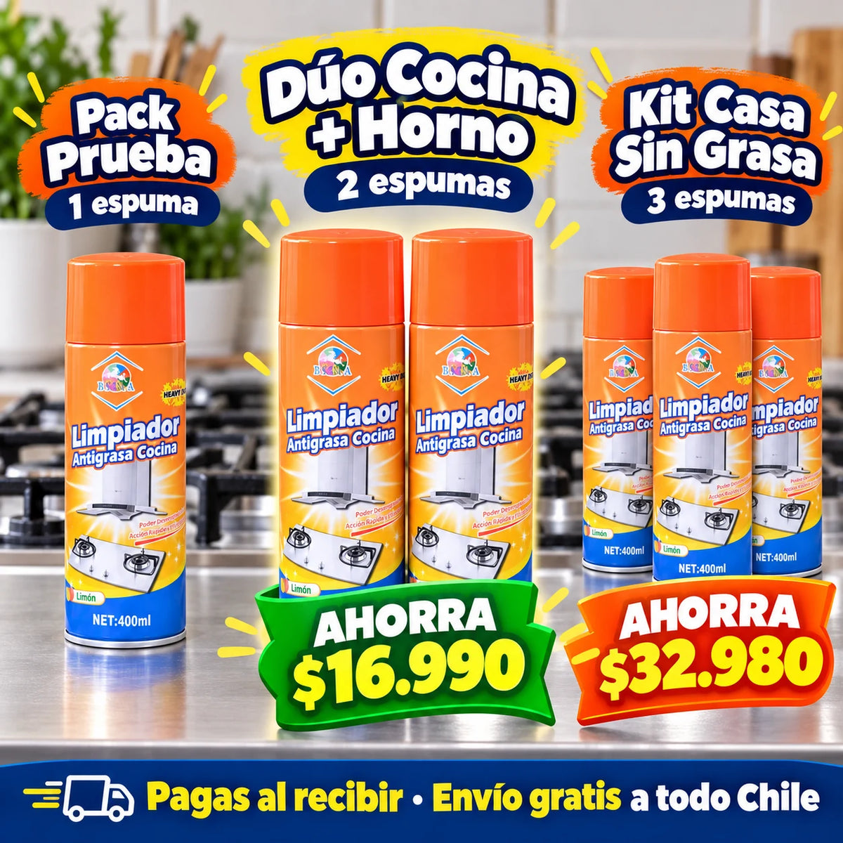 Espuma Antigrasa Rocía y Limpia 400 ml