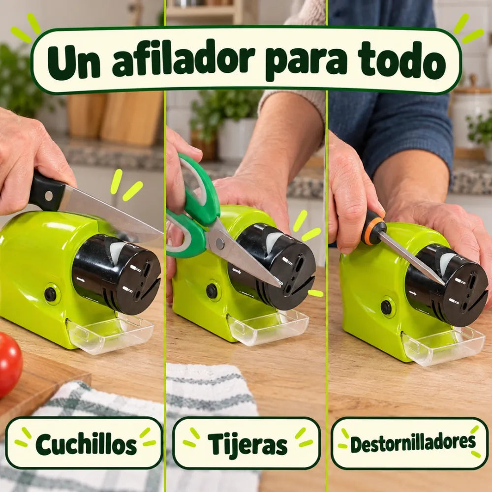 El afilador eléctrico afila cuchillos, tijeras y destornilladores planos