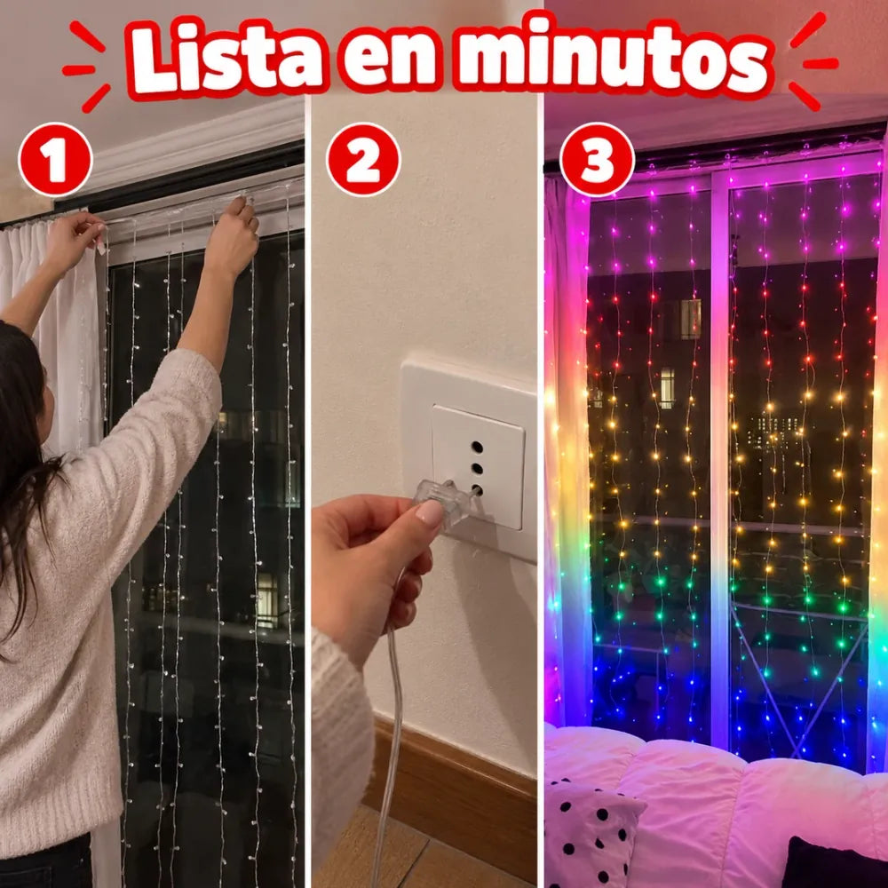 Cómo instalar la cortina de luces en 3 pasos: colgar, enchufar y encender
