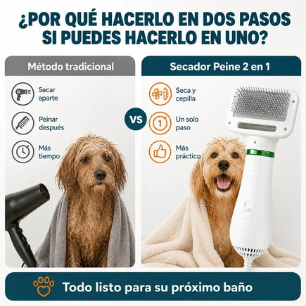 Secador Peine 2 en 1 para Mascotas