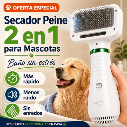 Secador Peine 2 en 1 para Mascotas